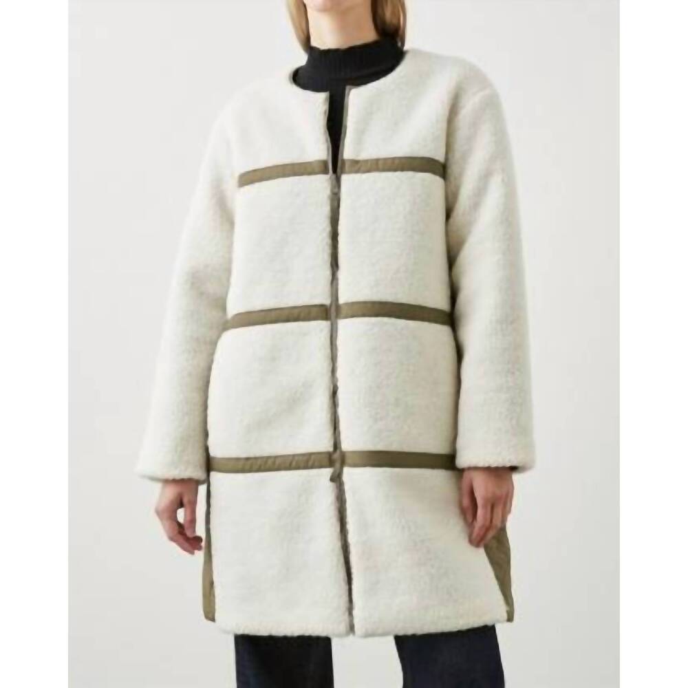 NEW RAILS granger reversible sherpa jacket in ivory olive mix